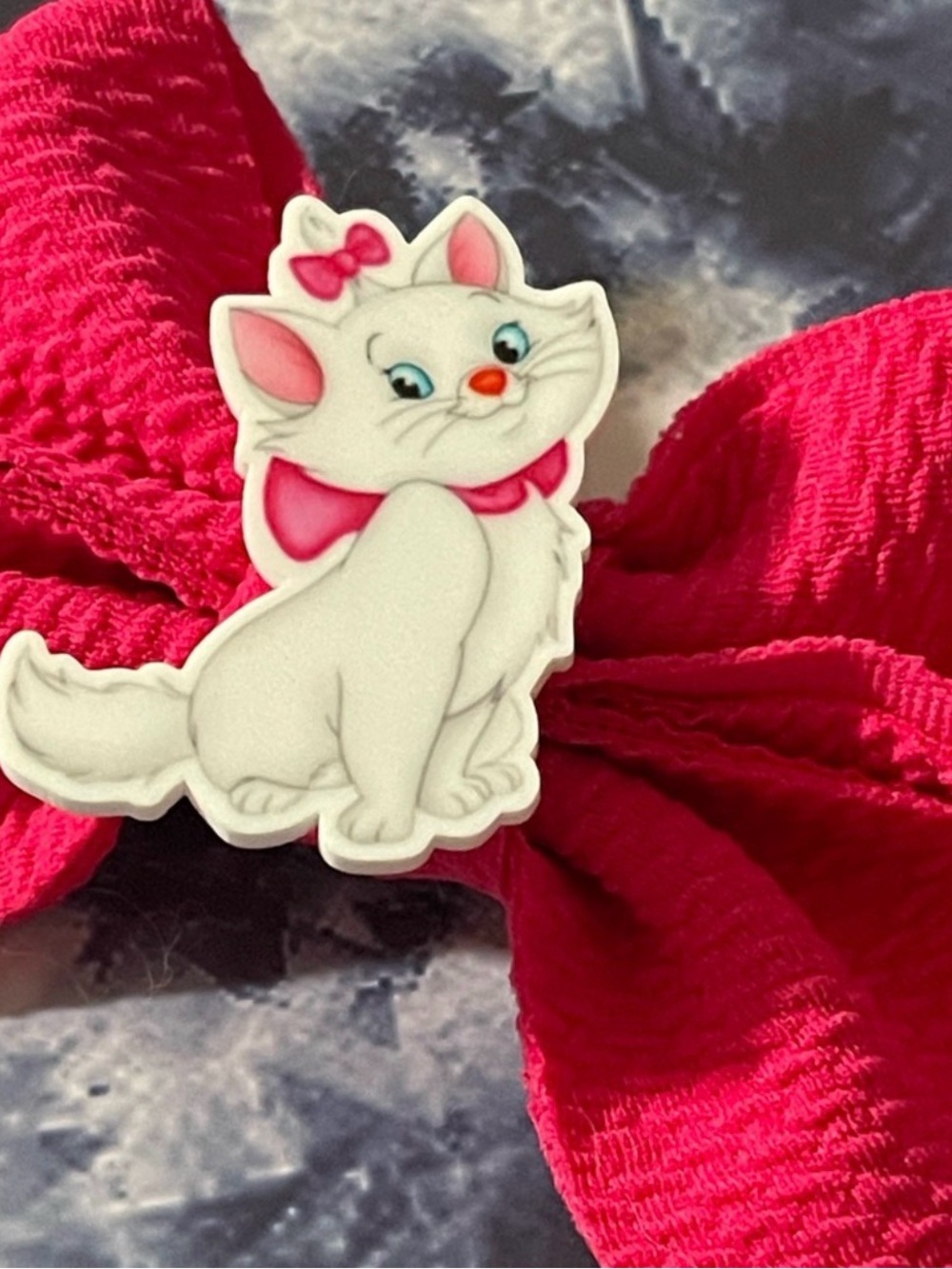 White Cat Bow Pet Accessory with Pink Accent